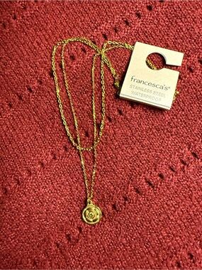 Francesca's Collections Gold Spiral Pendant Layered Necklace